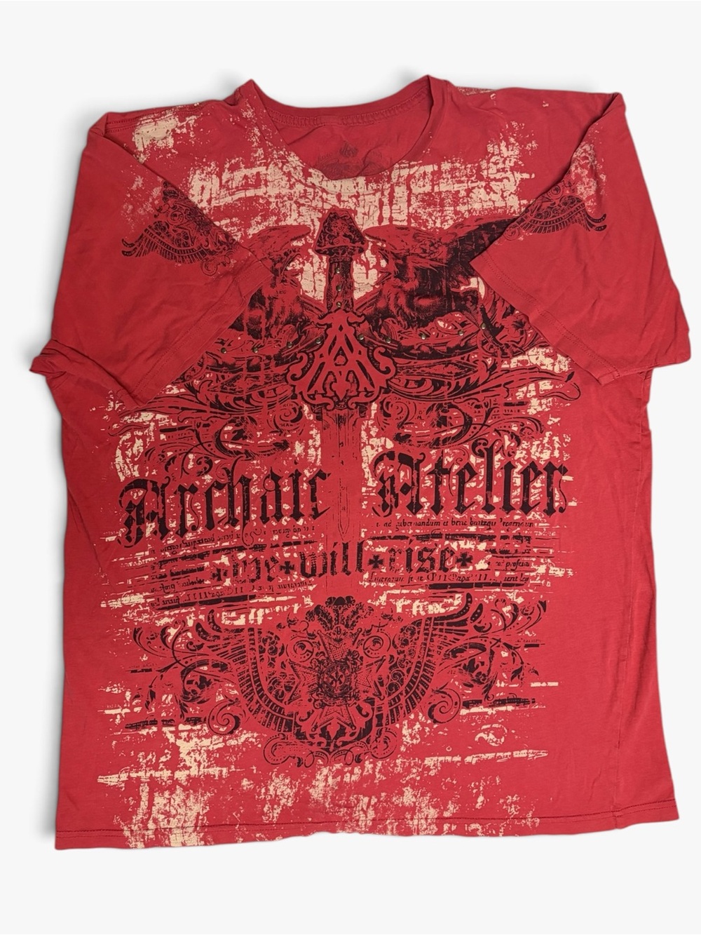 Red Y2K Graphic Short-Sleeve Men's Shirt